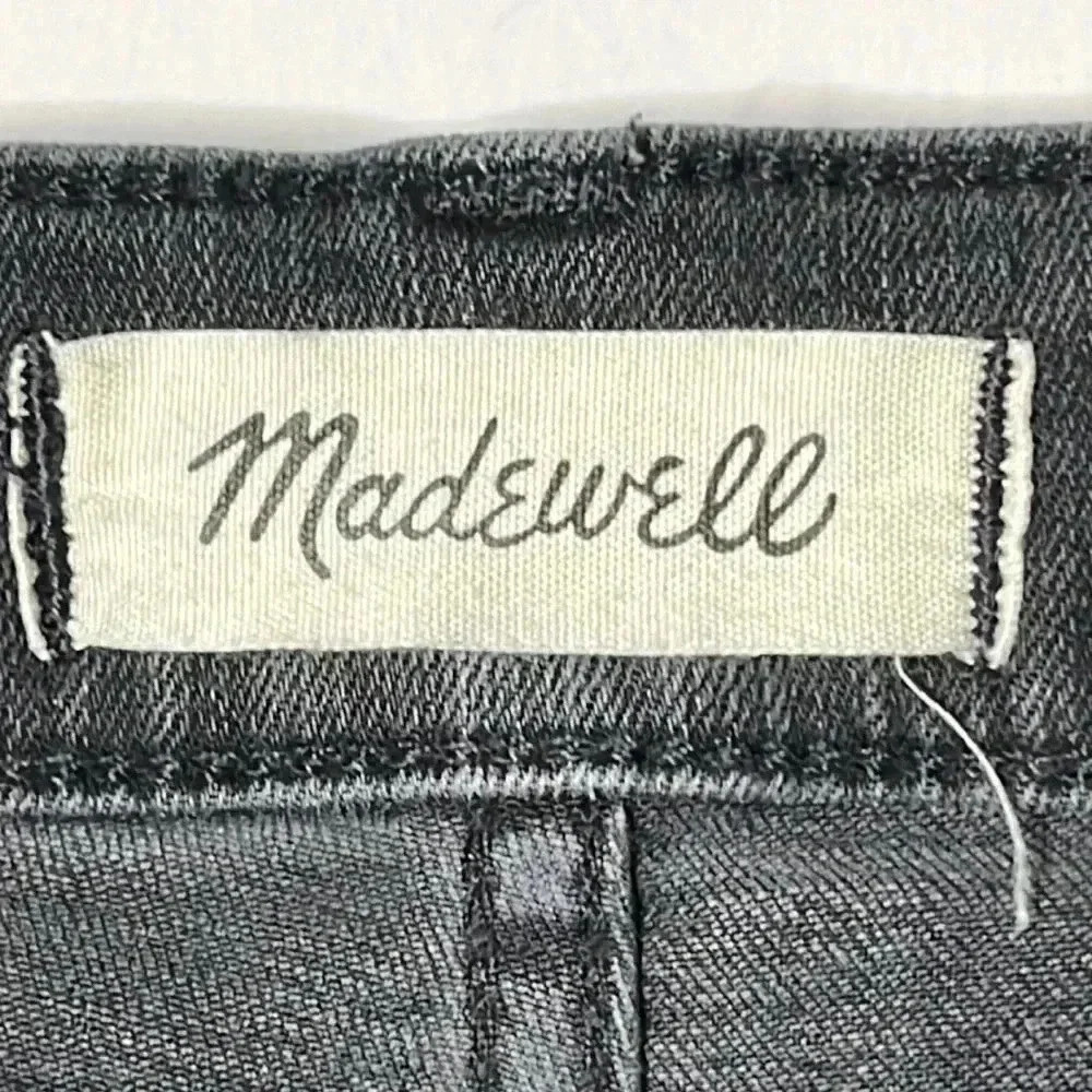Madewell Stovepipe High-Rise Raw Hem Faded Black Skinny Jeans Size 25 - Picture 6 of 8